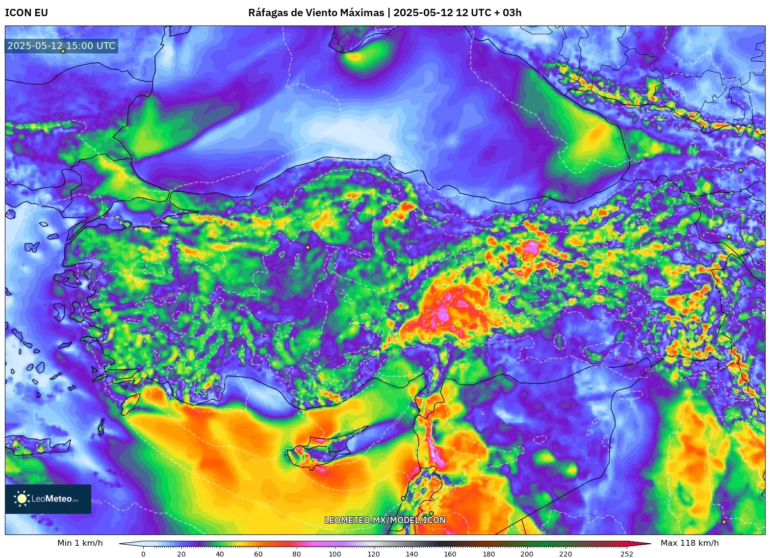 ICON - Turquía, Ráfagas de Viento Máximas ICON - Turquía, Ráfagas de Viento Máximas