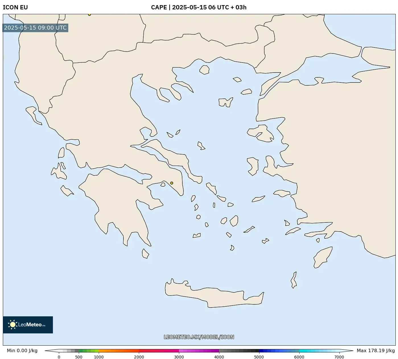 ICON model - Grecia, CAPE ICON model - Grecia, CAPE