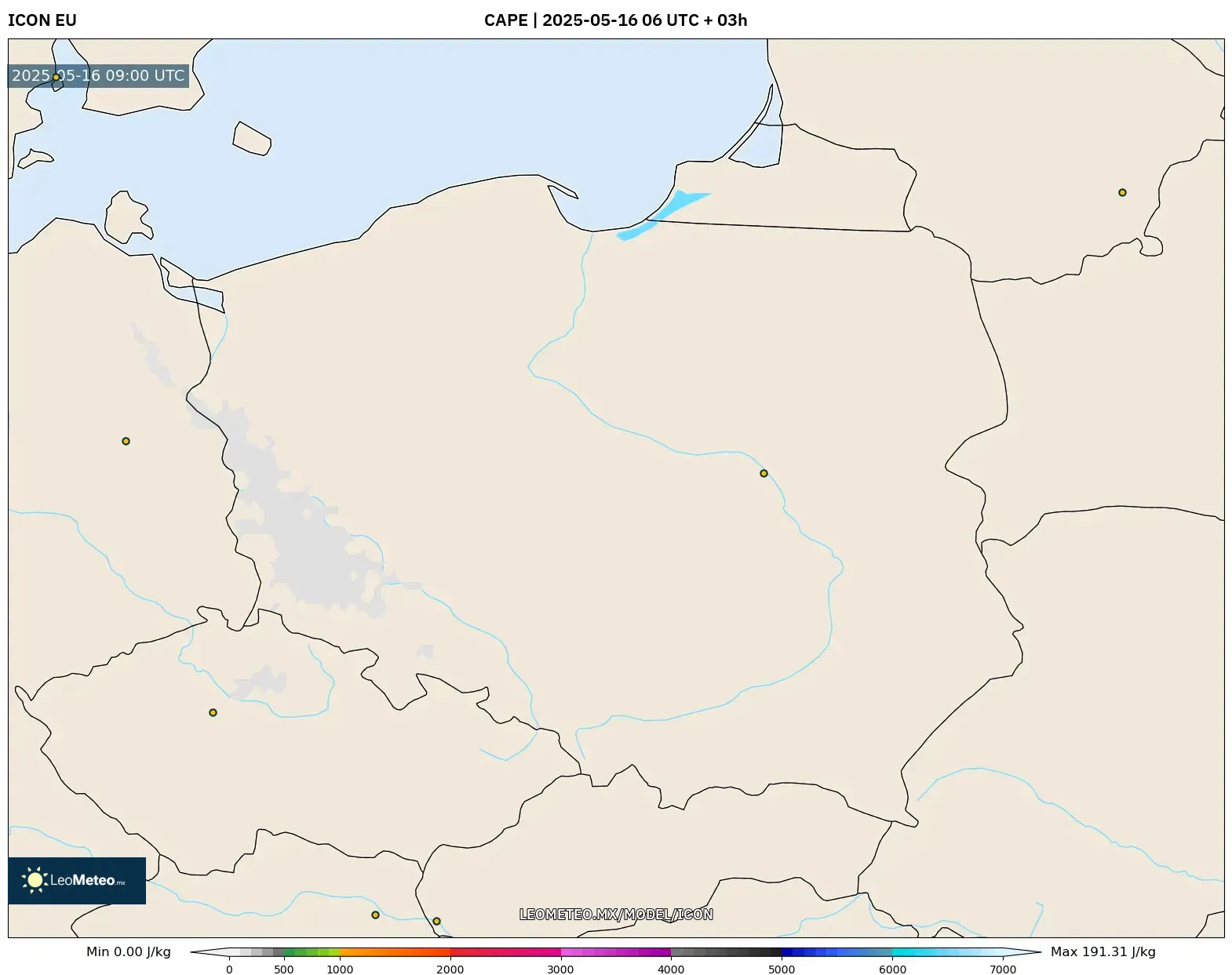 ICON model - Polonia, CAPE ICON model - Polonia, CAPE