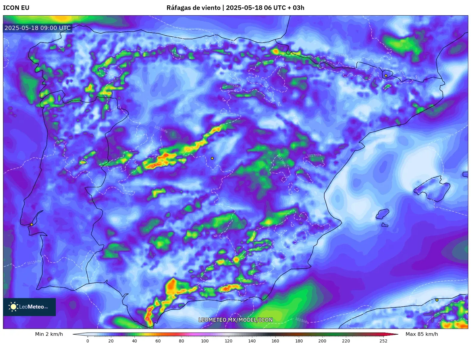 ICON model - España, Ráfagas de viento ICON model - España, Ráfagas de viento