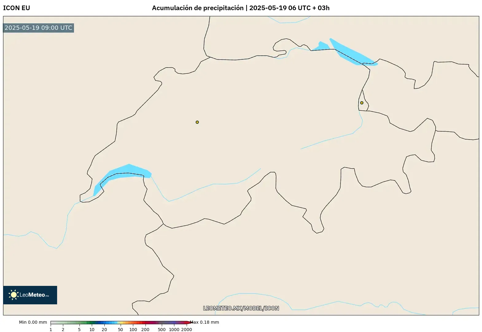ICON model - Suiza, Acumulación de precipitación ICON model - Suiza, Acumulación de precipitación