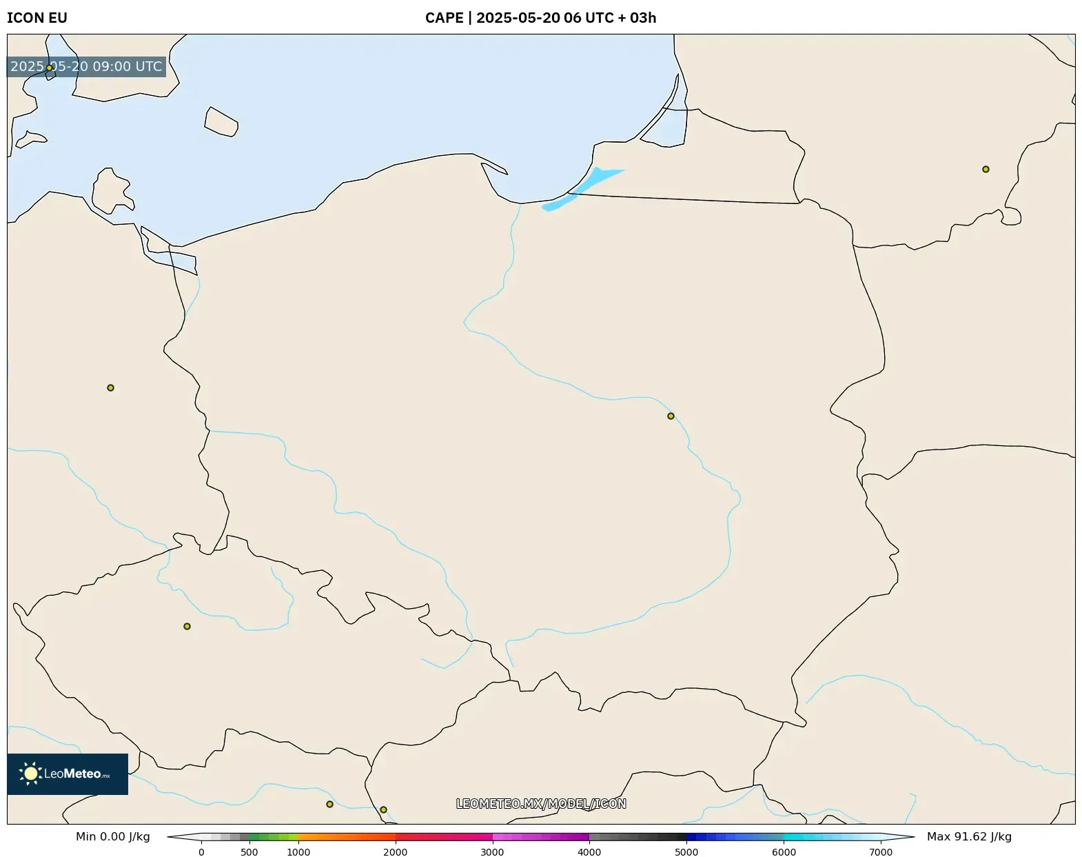 ICON model - Polonia, CAPE ICON model - Polonia, CAPE