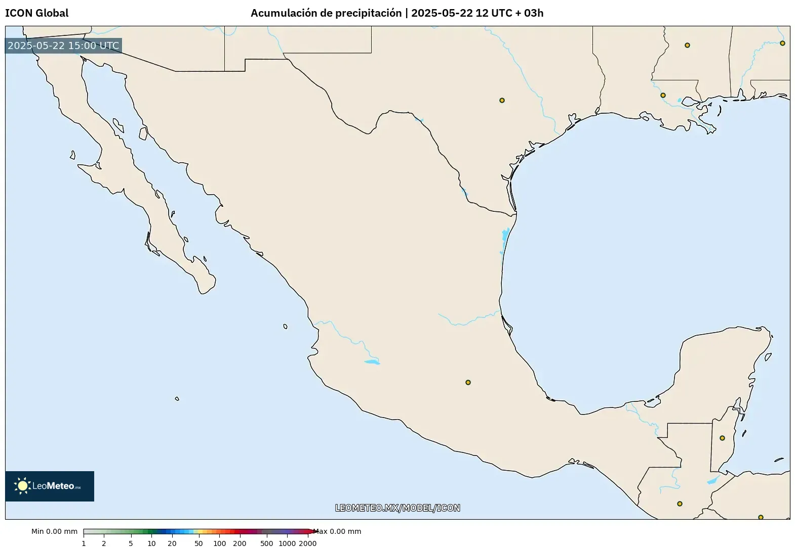 ICON model - México, Acumulación de precipitación ICON model - México, Acumulación de precipitación