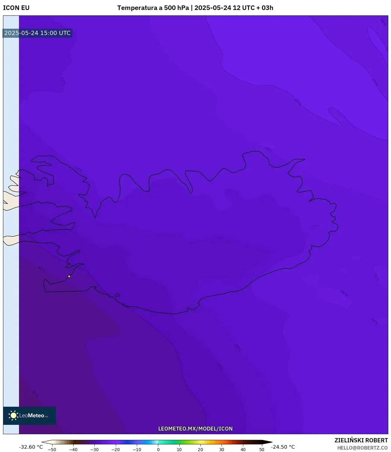 ICON model - Islandia, Temperatura a 500 hPa ICON model - Islandia, Temperatura a 500 hPa