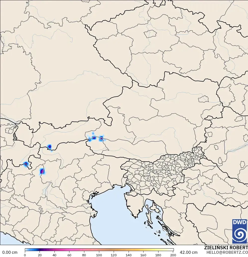 ICON modelo - Austria, Profundidad de nieve