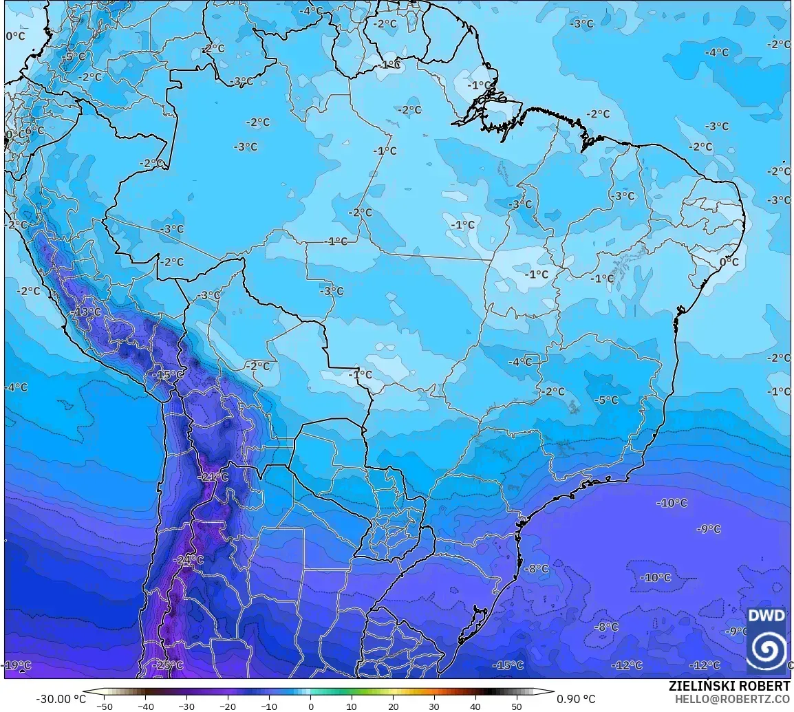 ICON modelo - Brasil, Temperatura a 500 hPa