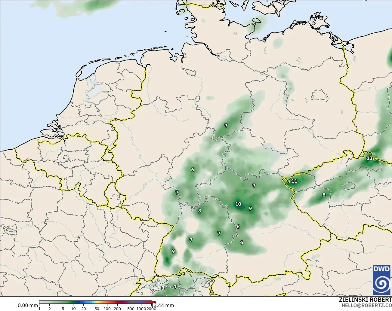 ICON modelo - Alemania, Acumulación de precipitación