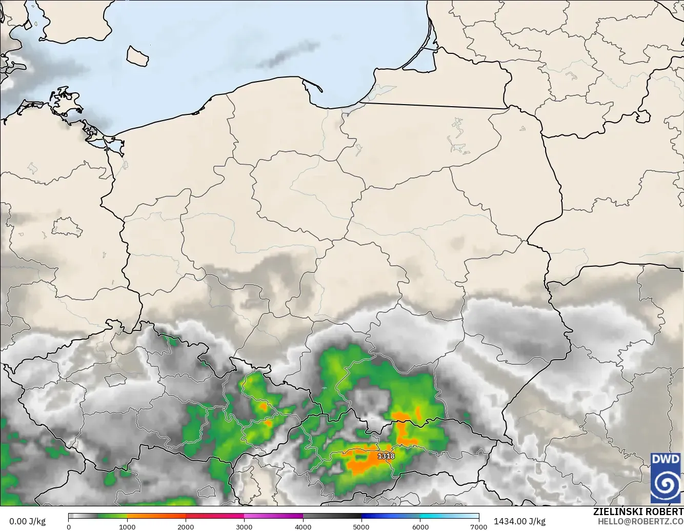 ICON modelo - Polonia, CAPE