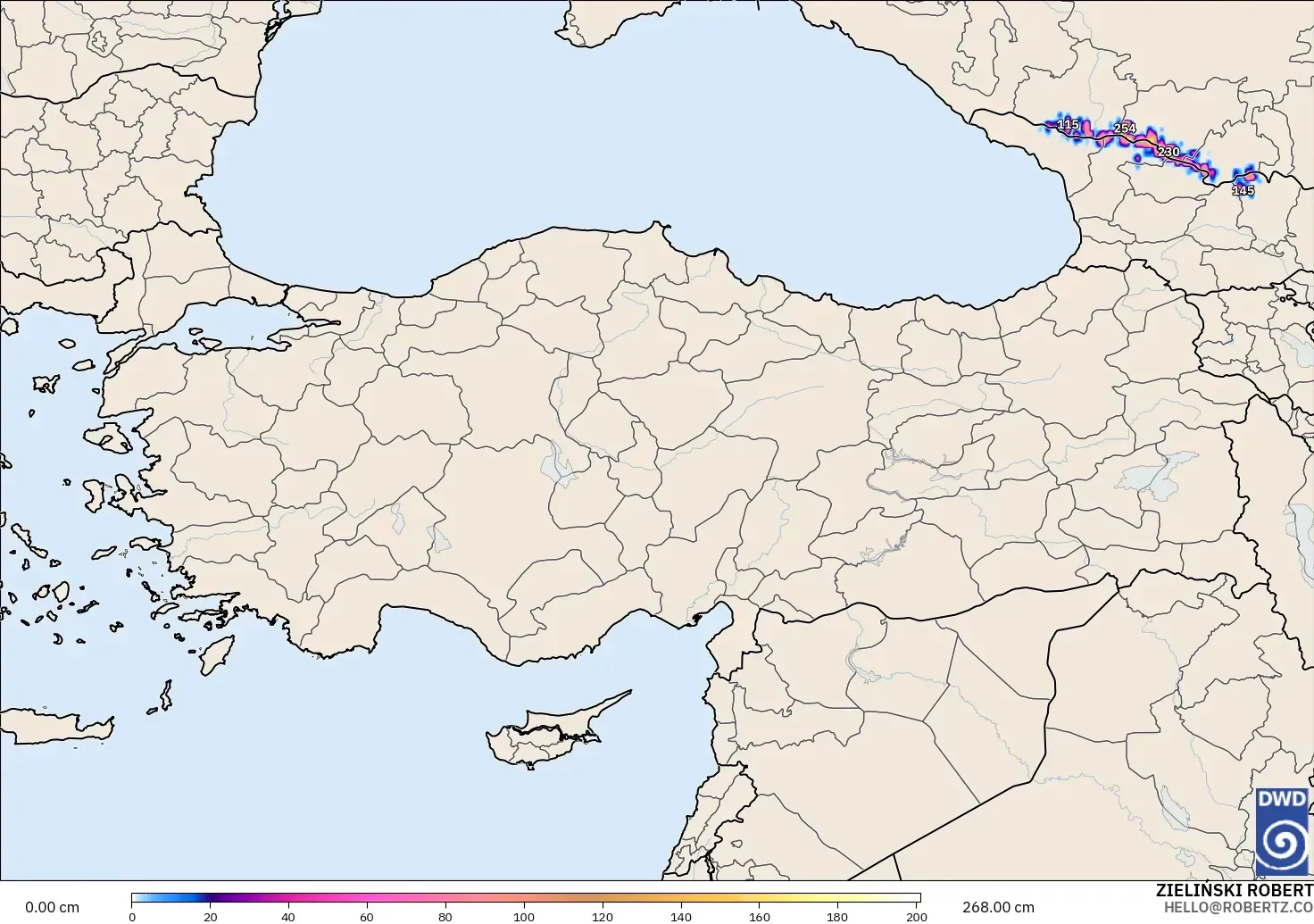 ICON modelo - Turquía, Profundidad de nieve