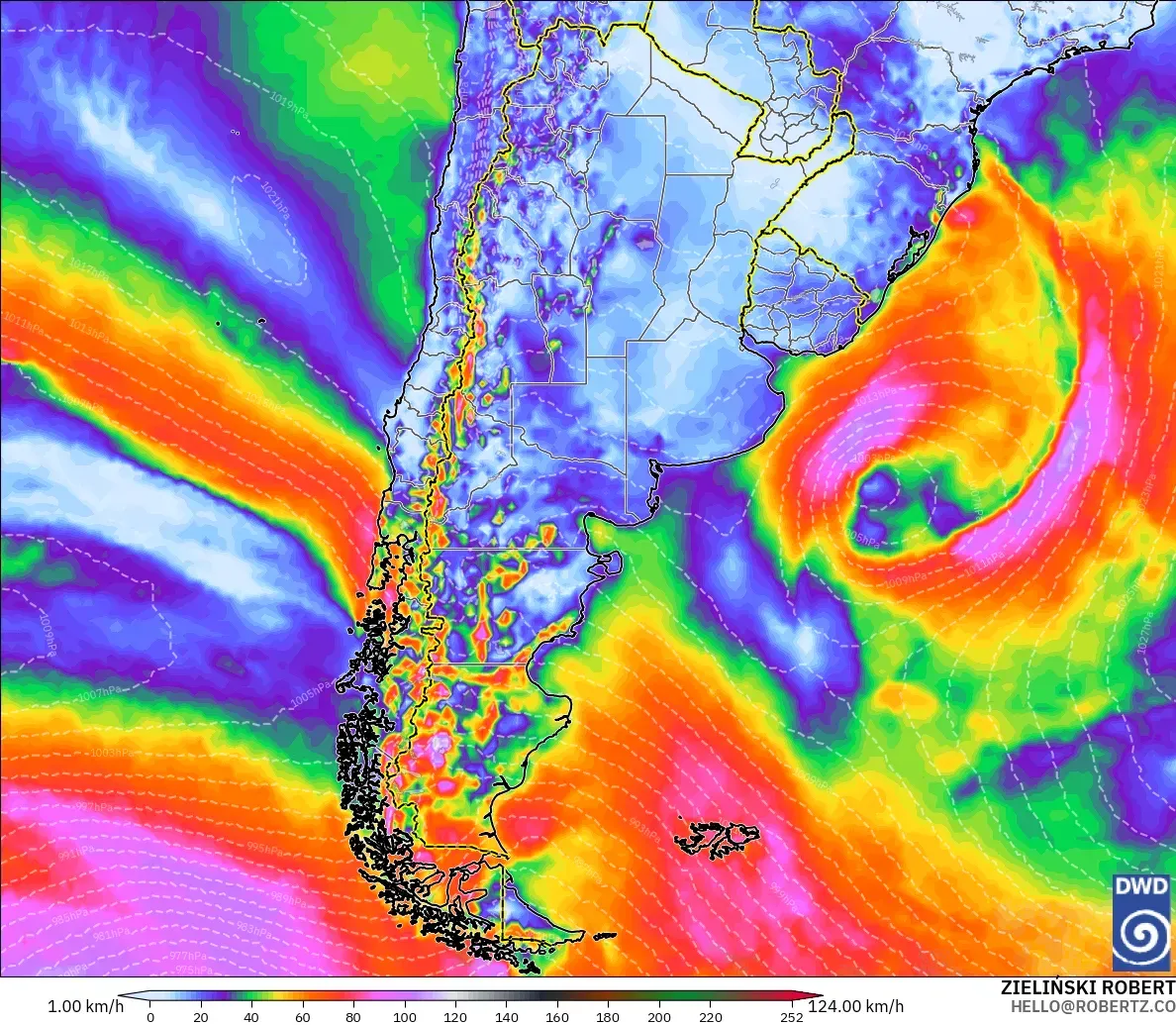 ICON modelo - Argentina, Ráfagas de Viento Máximas