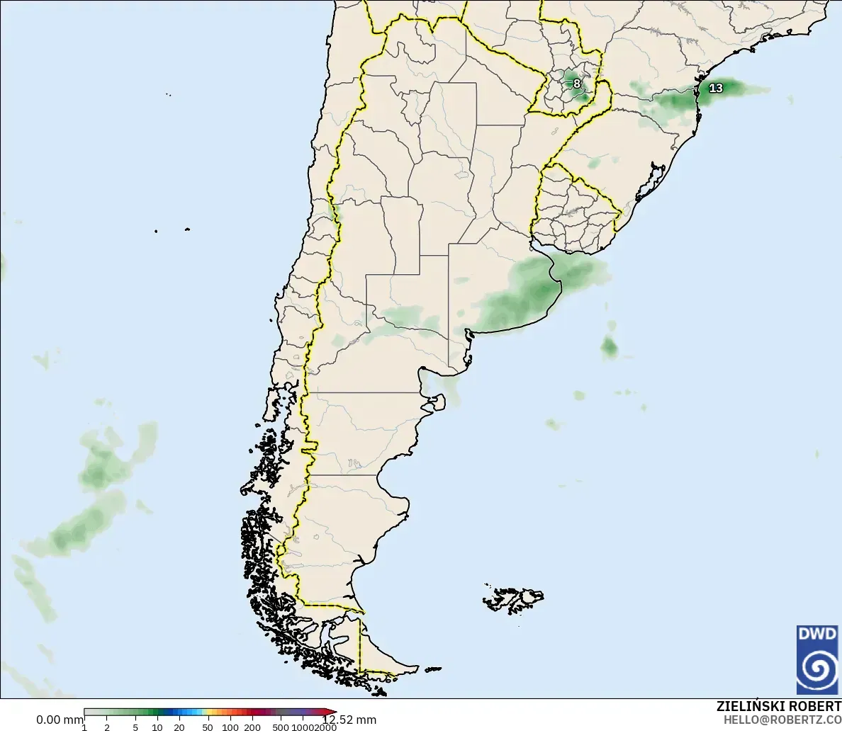 ICON modelo - Argentina, Acumulación de precipitación