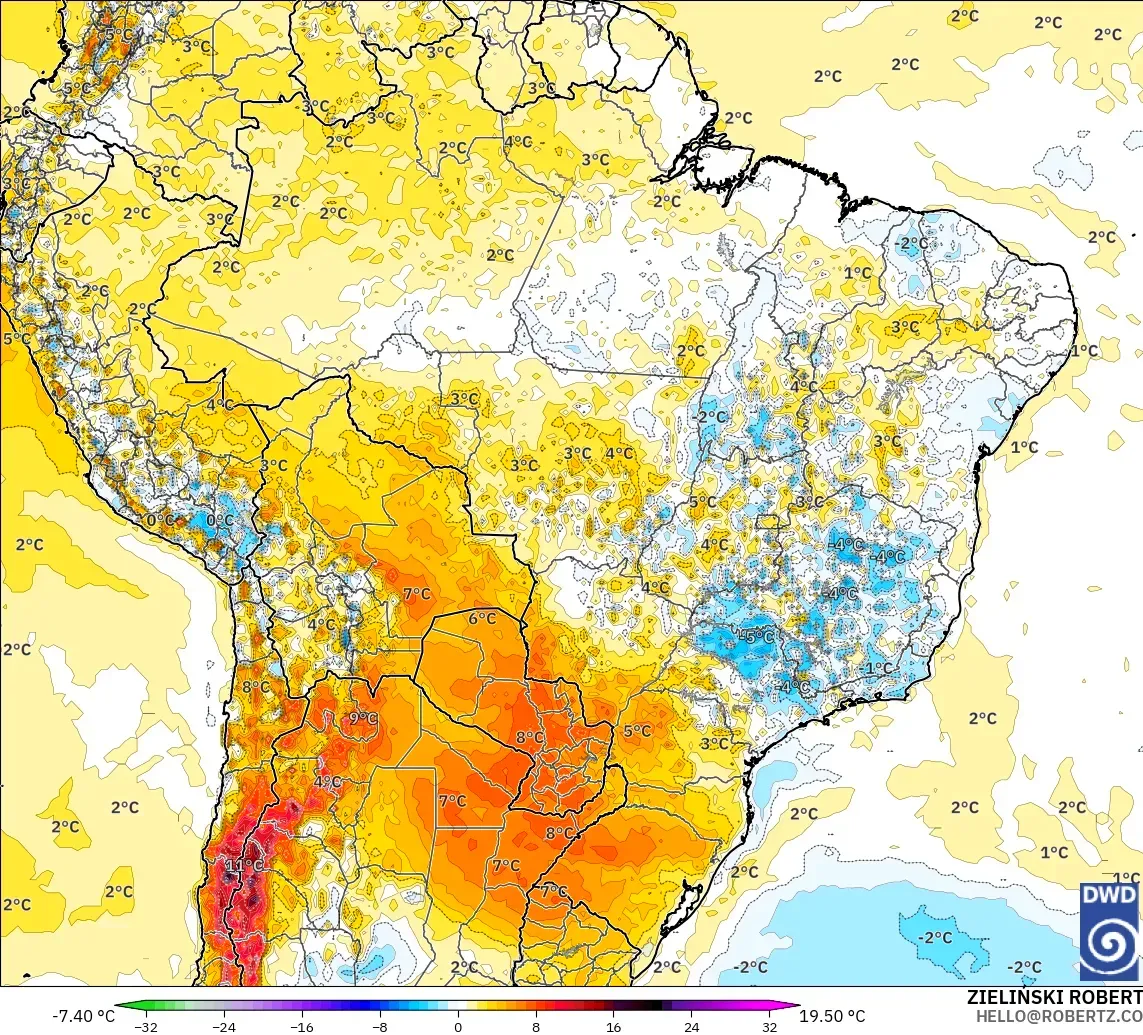 ICON modelo - Brasil, Anomalía de temperatura a 2 m