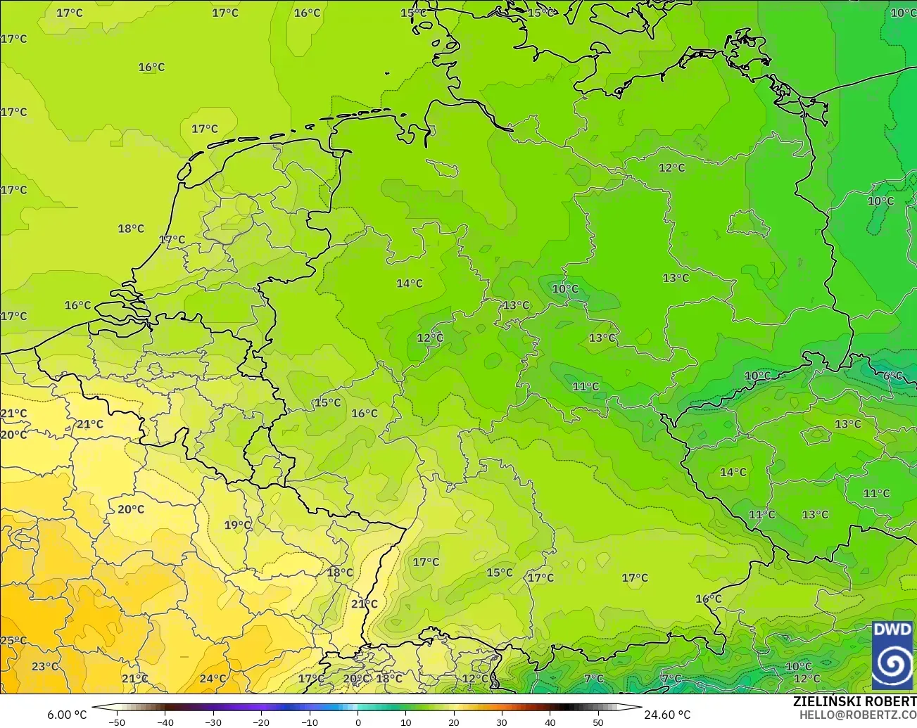 ICON modelo - Alemania, Temperatura a 850 hPa