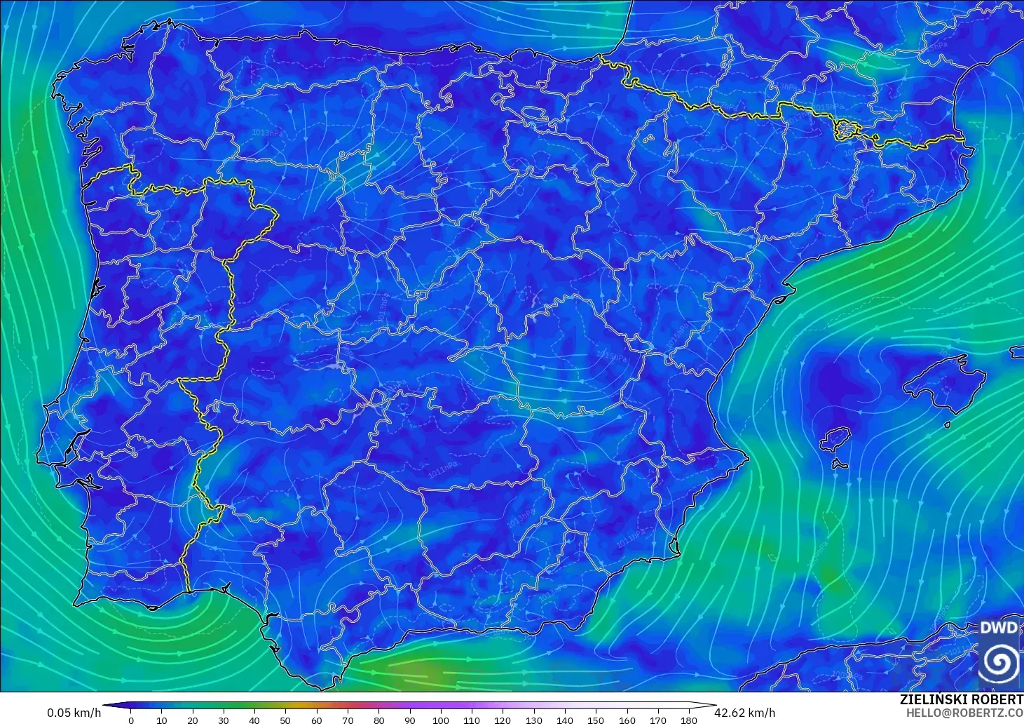ICON modelo - España, Viento a 10 m