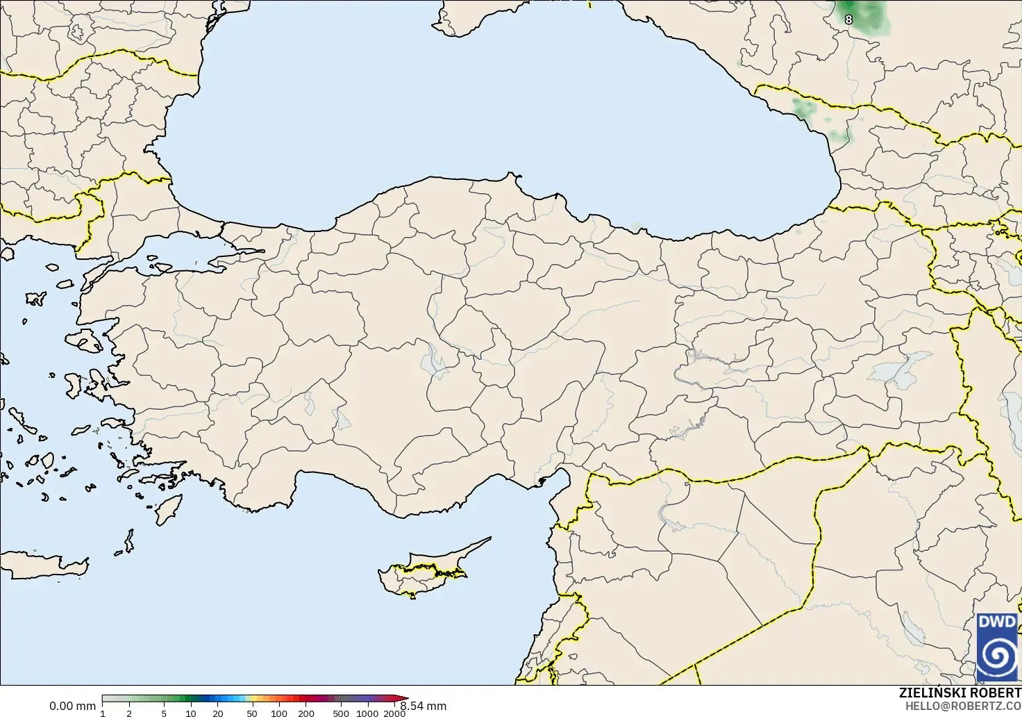 ICON modelo - Turquía, Acumulación de precipitación