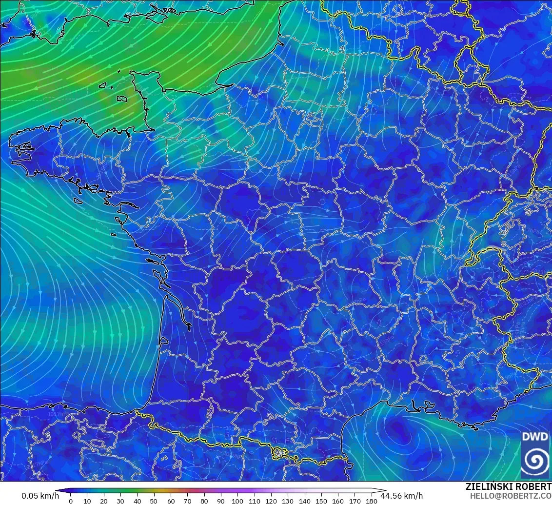 ICON modelo - Francia, Viento a 10 m