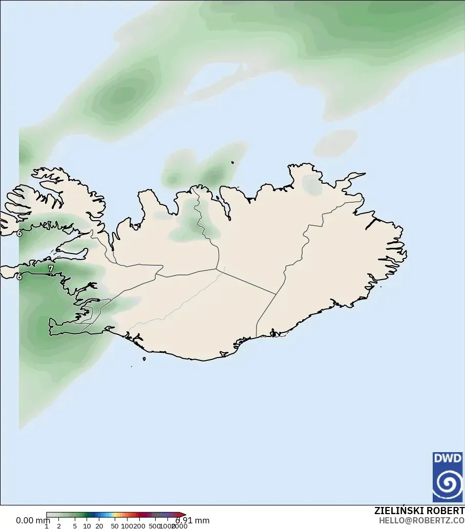 ICON modelo - Islandia, Acumulación de precipitación