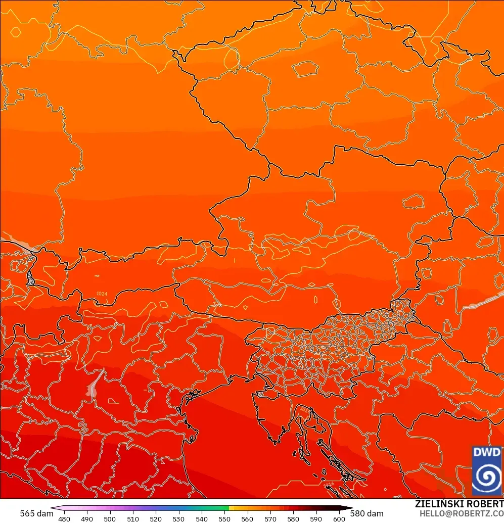 ICON modelo - Austria, Altura geopotencial a 500 hPa