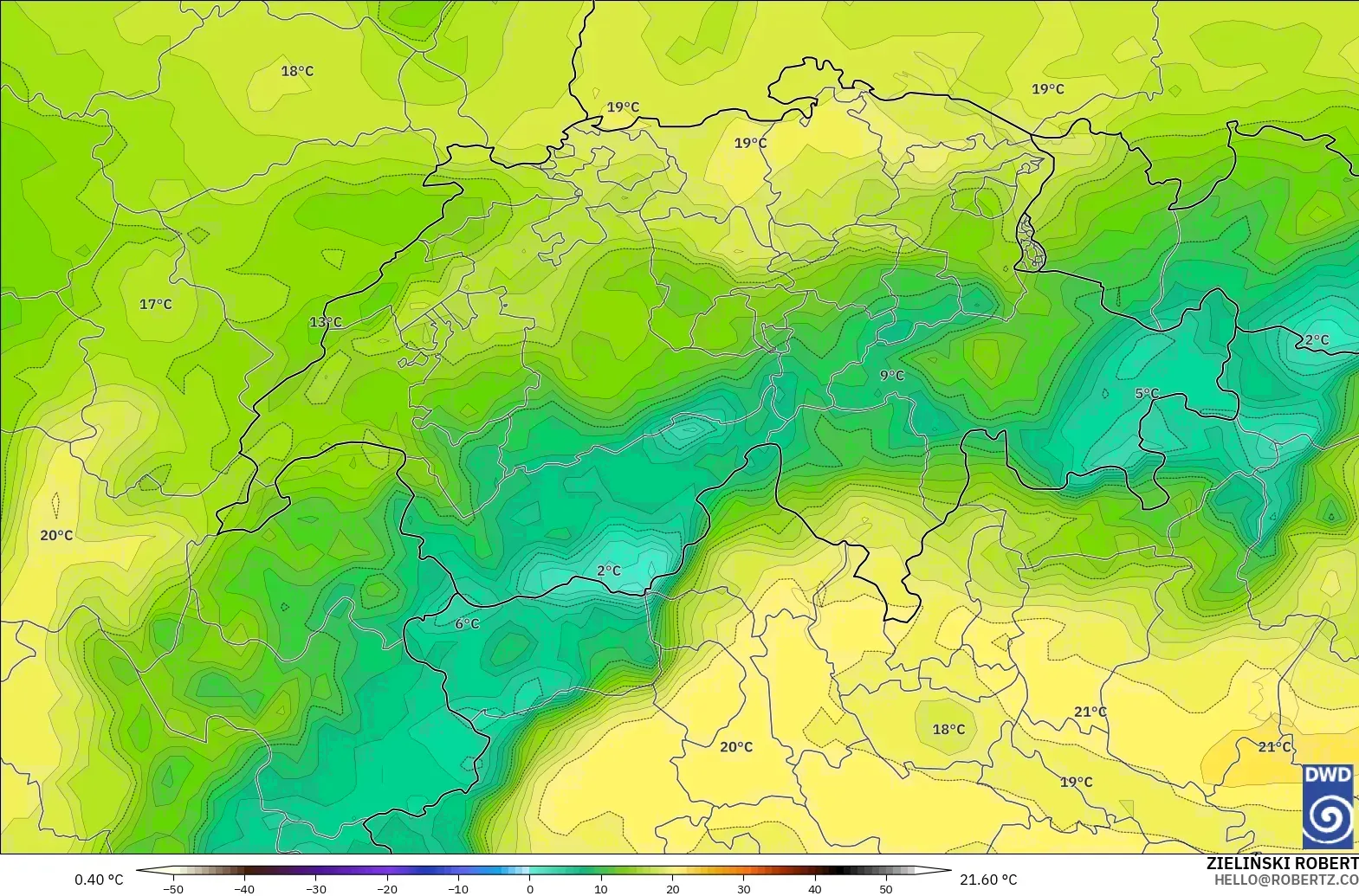 ICON modelo - Suiza, Punto de rocío a 2 m