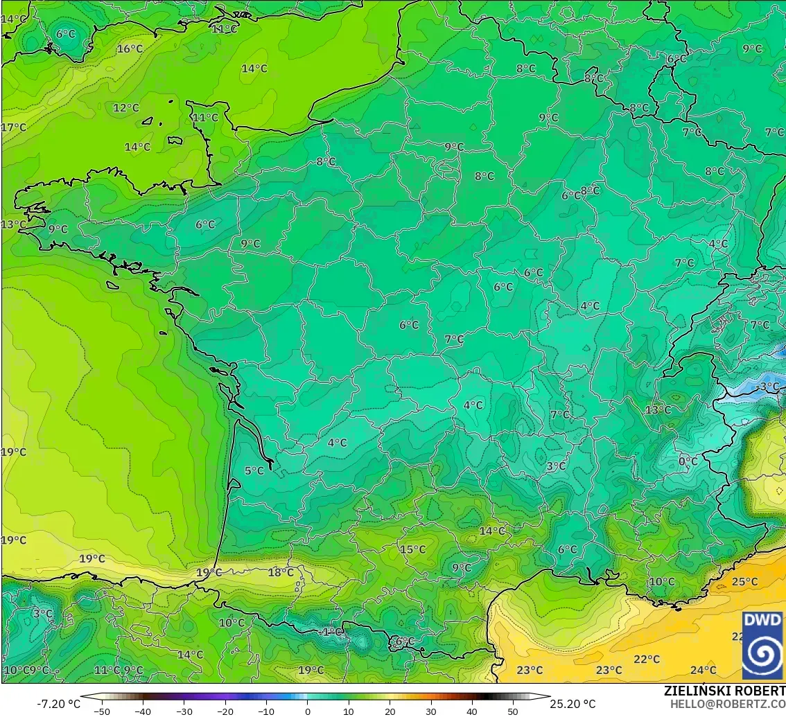 ICON modelo - Francia, Punto de rocío a 2 m