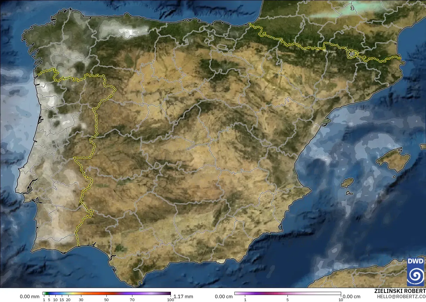 ICON modelo - España, Precipitación, nubes y presión