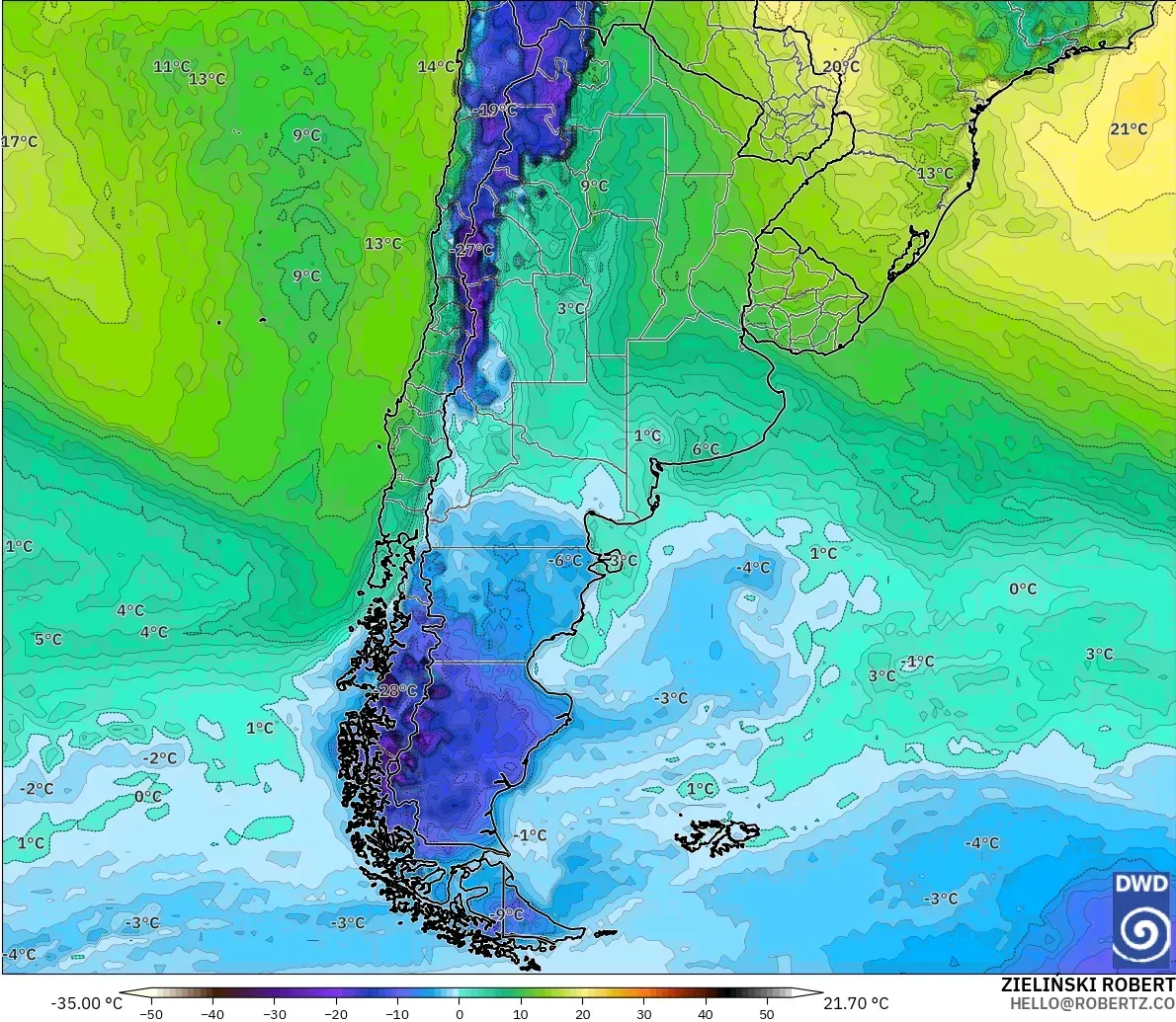 ICON modelo - Argentina, Punto de rocío a 2 m