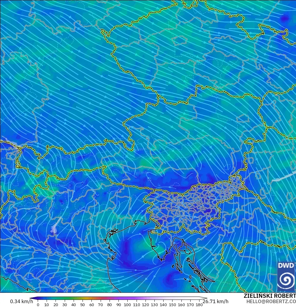 ICON modelo - Austria, Viento a 10 m