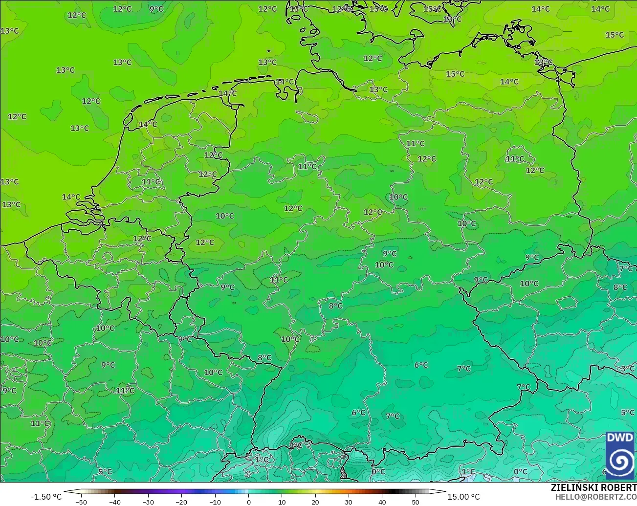 ICON modelo - Alemania, Punto de rocío a 2 m