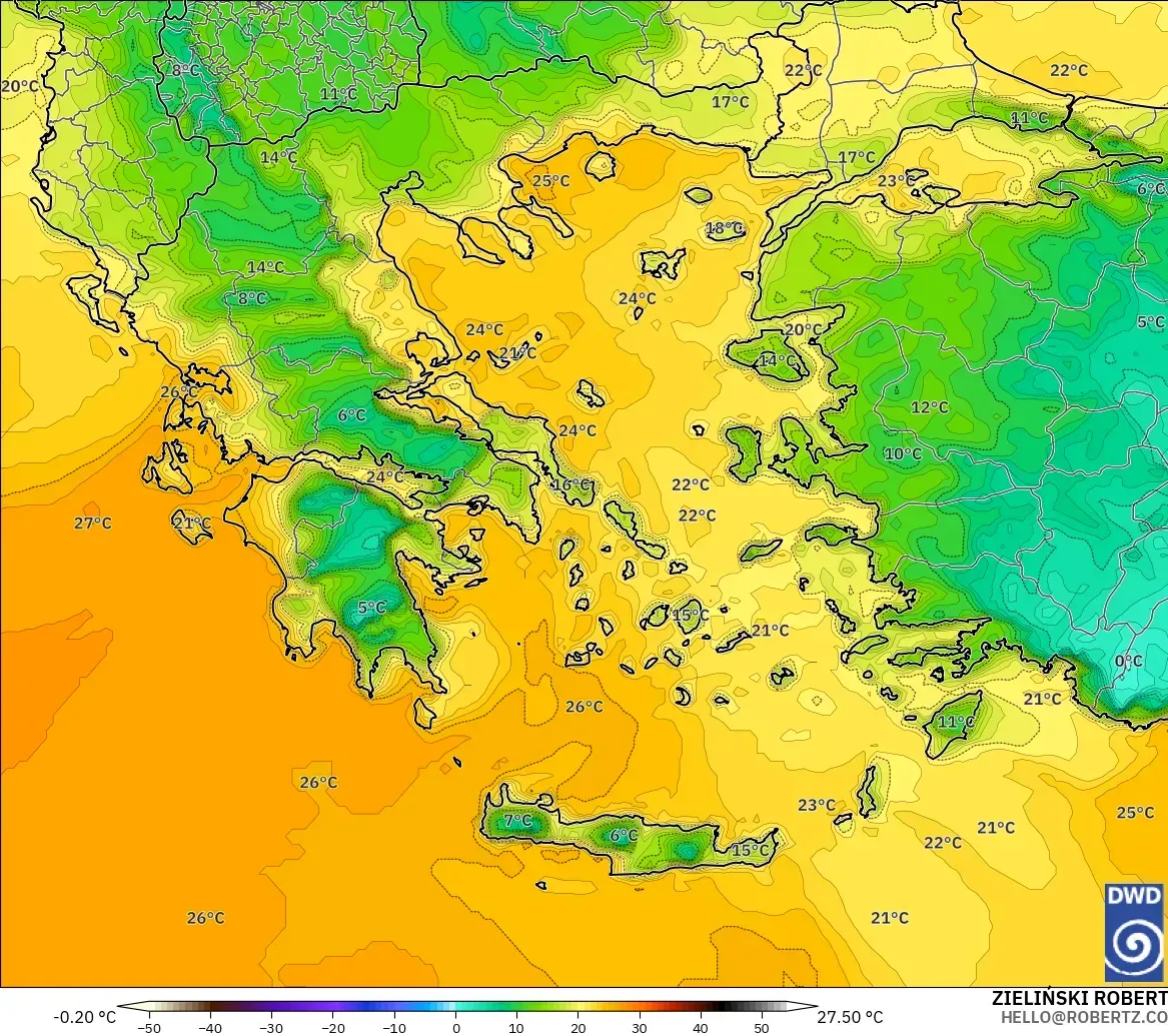 ICON modelo - Grecia, Punto de rocío a 2 m