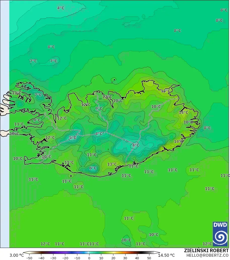 ICON modelo - Islandia, Punto de rocío a 2 m