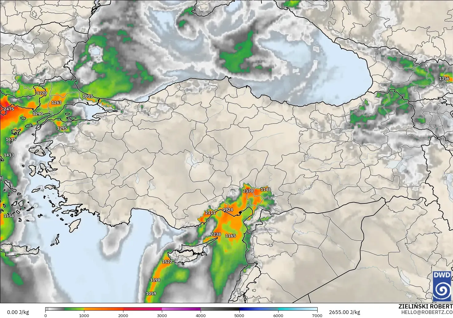 ICON modelo - Turquía, CAPE