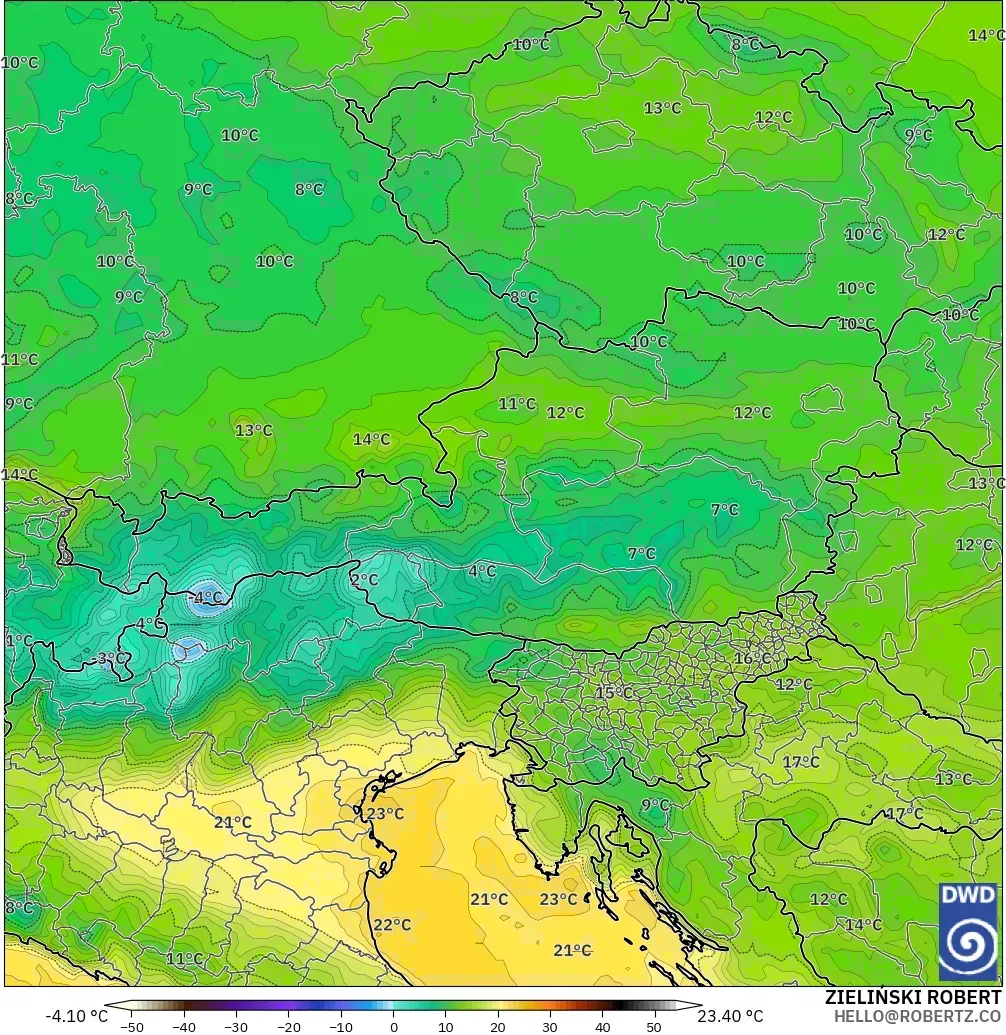 ICON modelo - Austria, Punto de rocío a 2 m
