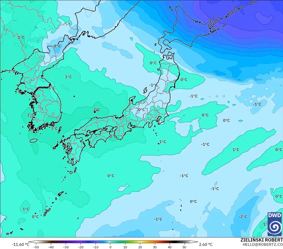 ICON modelo - Japón, Temperatura a 500 hPa