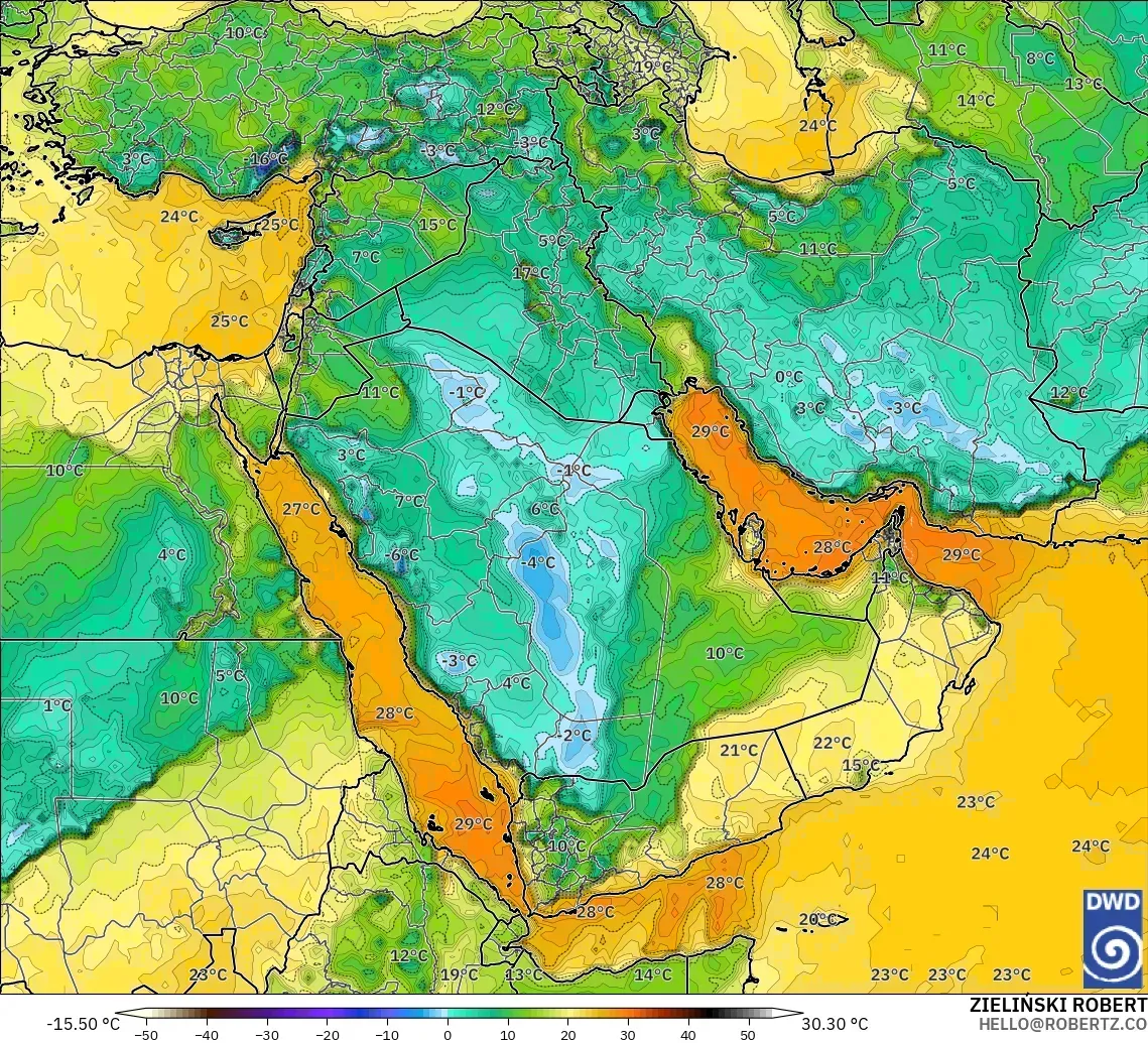 ICON modelo - Oriente Medio, Punto de rocío a 2 m