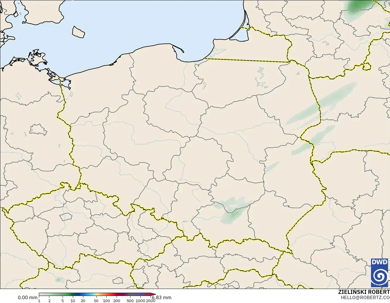 ICON modelo - Polonia, Acumulación de precipitación