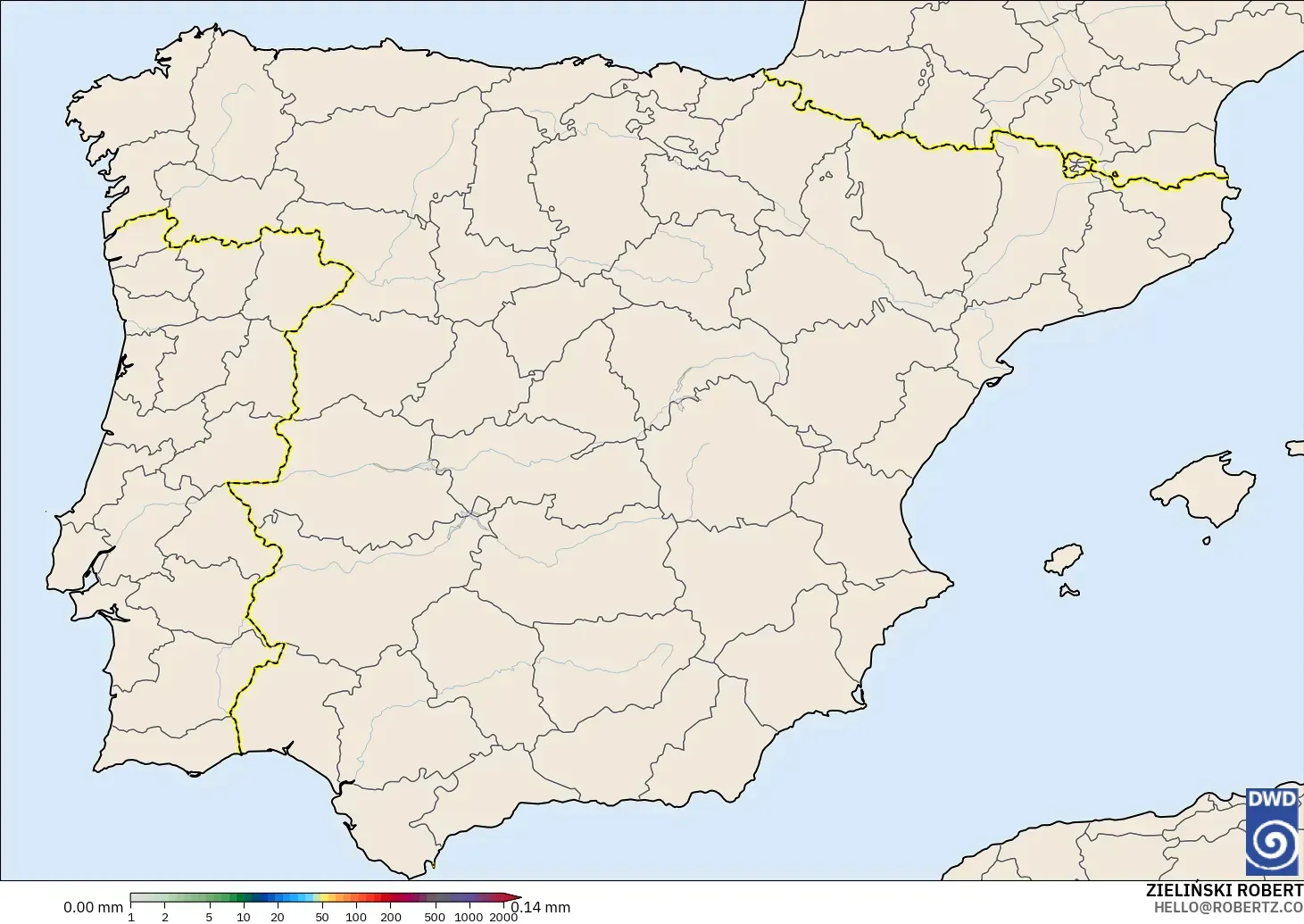 ICON modelo - España, Acumulación de precipitación