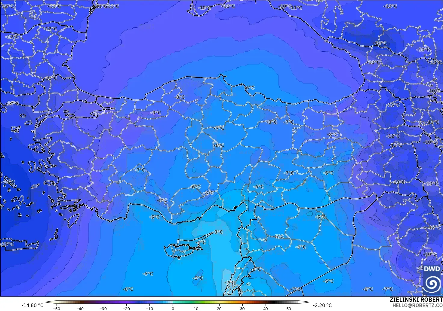 ICON modelo - Turquía, Temperatura a 500 hPa