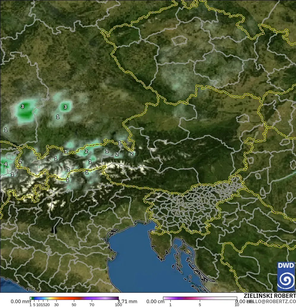ICON modelo - Austria, Precipitación, nubes y presión