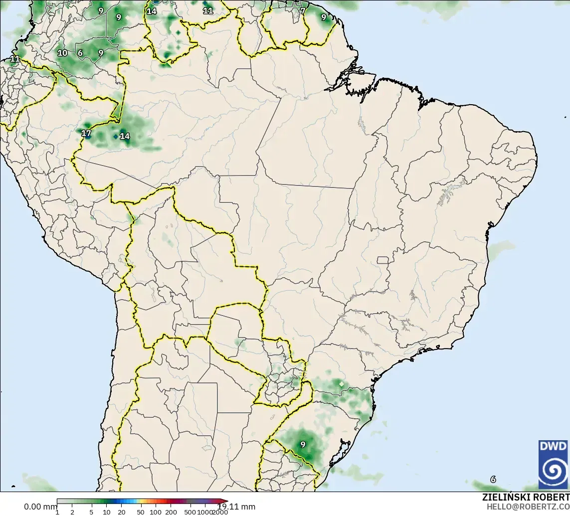 ICON modelo - Brasil, Acumulación de precipitación