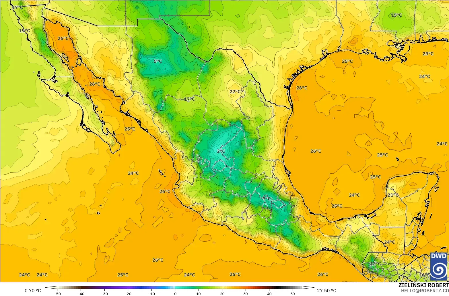 ICON modelo - México, Punto de rocío a 2 m