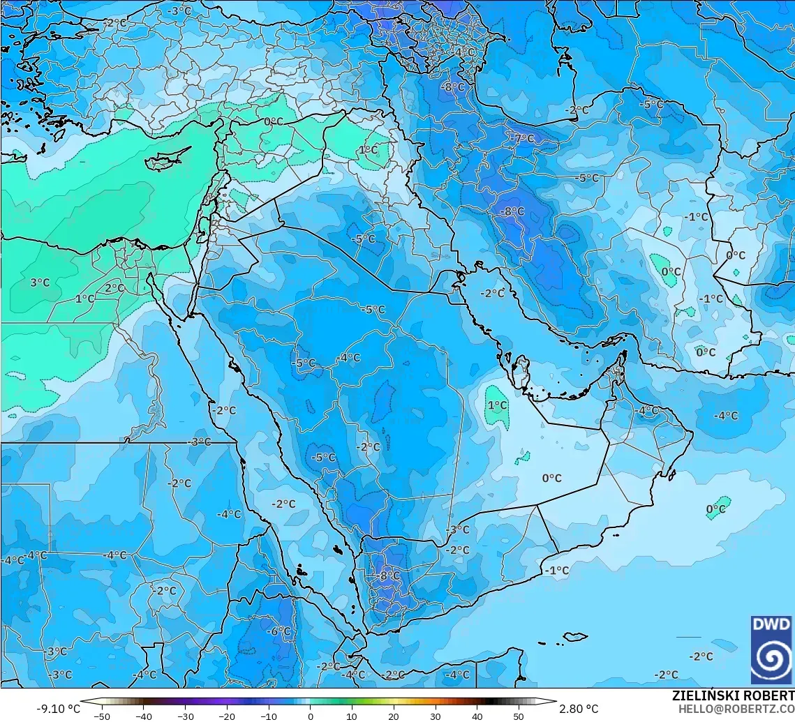 ICON modelo - Oriente Medio, Temperatura a 500 hPa