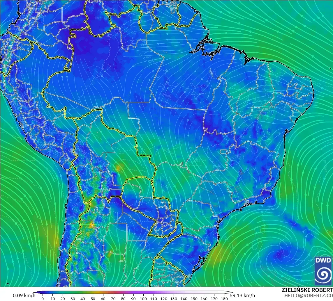 ICON modelo - Brasil, Viento a 10 m