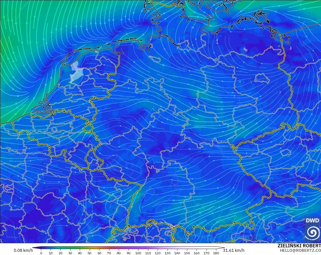 ICON modelo - Alemania, Viento a 10 m