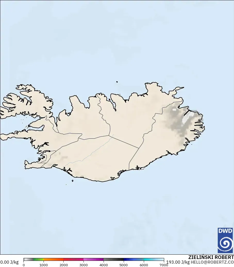 ICON modelo - Islandia, CAPE
