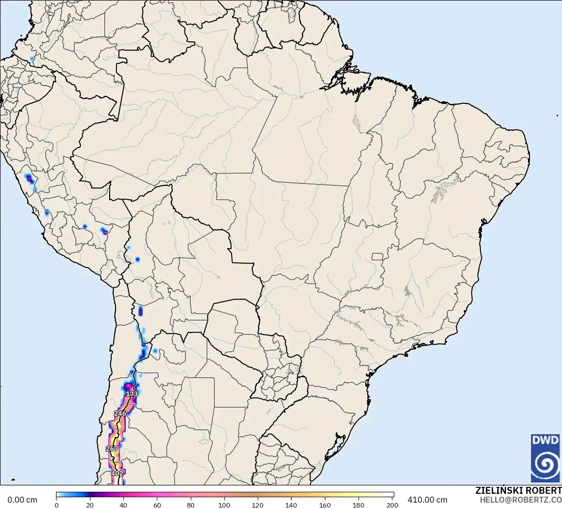 ICON modelo - Brasil, Profundidad de nieve