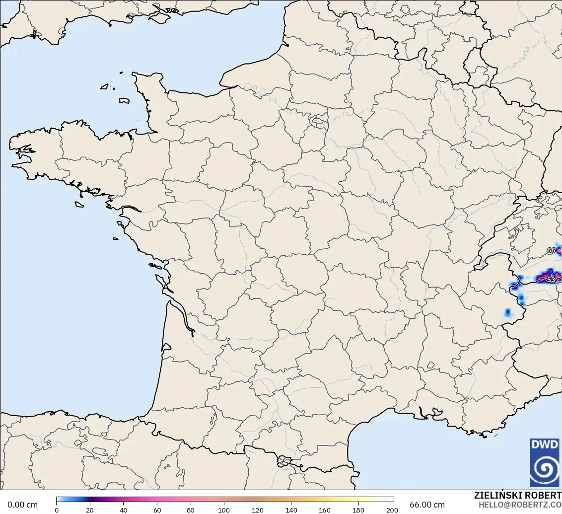 ICON modelo - Francia, Profundidad de nieve