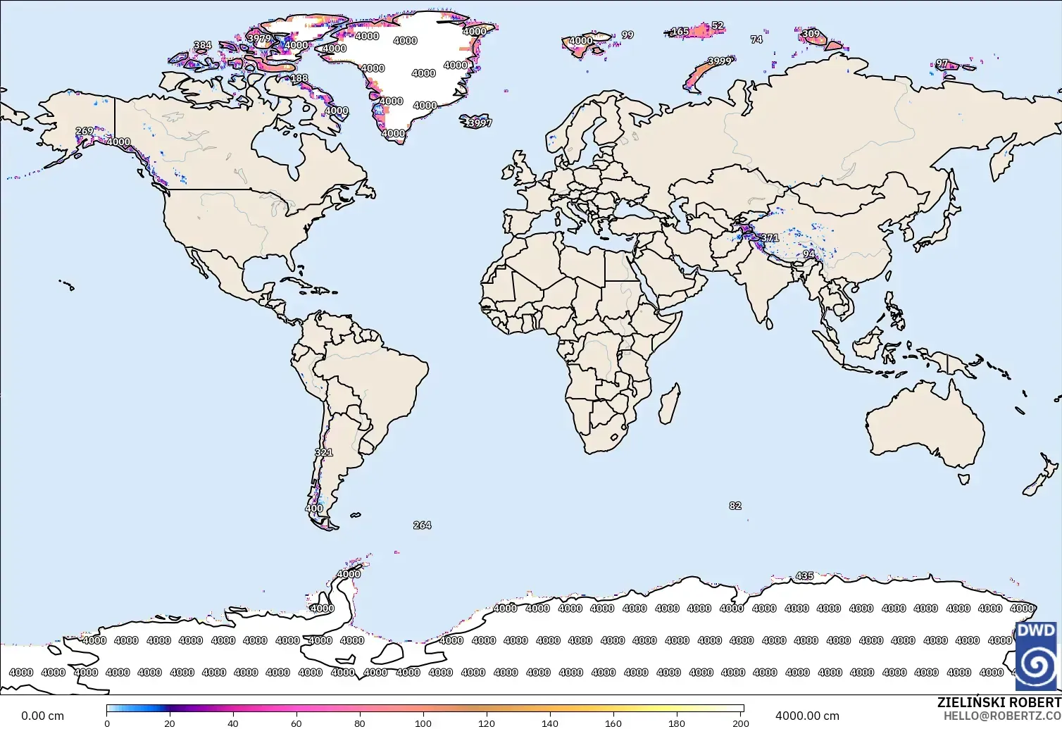 ICON modelo - Mundo, Profundidad de nieve