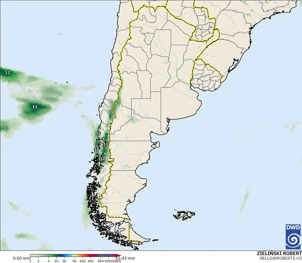 ICON modelo - Argentina, Acumulación de precipitación