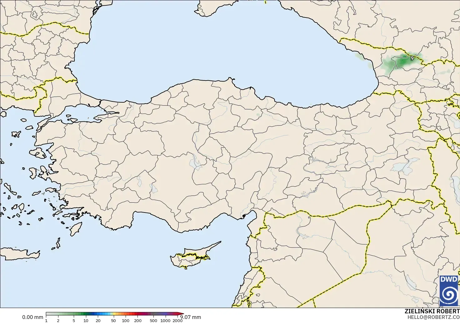 ICON modelo - Turquía, Acumulación de precipitación