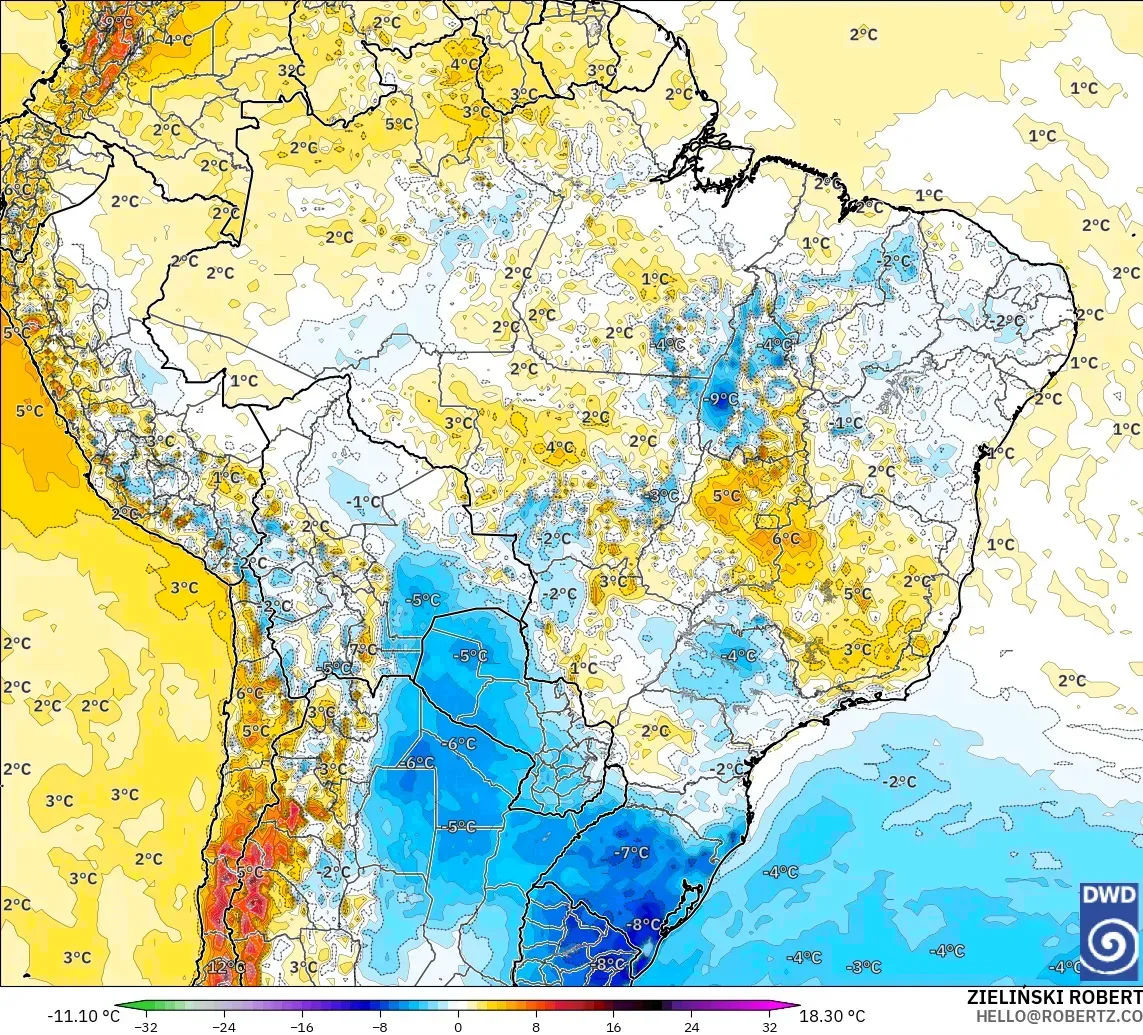 ICON modelo - Brasil, Anomalía de temperatura a 2 m